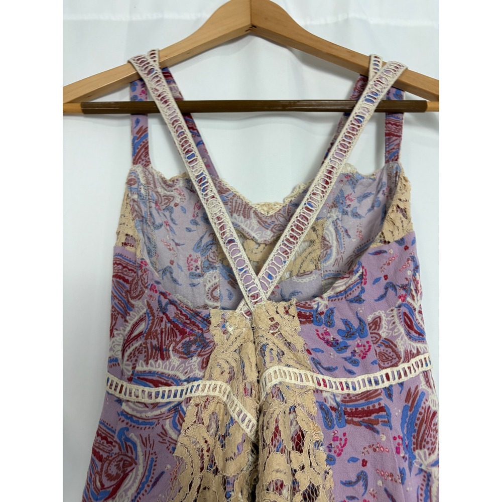 Free People Boho Crochet Festival Lace Paisley Maxi Dress Purple Size 10 Event - Picture 6 of 15
